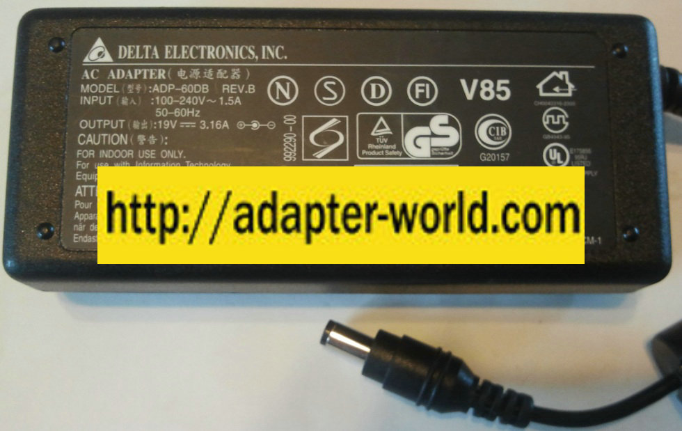 DELTA ADP-60DB REV.B AC ADAPTER 19VDC 3.16A NEW 3 x 5.5 x 9.6mm