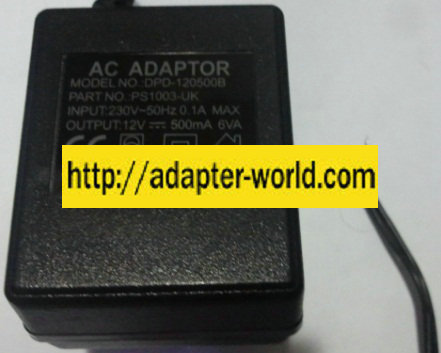 DPD-120500B AC ADAPTER 12VDC 500MA POWER SUPPLY - Click Image to Close