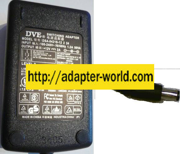 DVE DSA-0421S-12 2 36 AC ADAPTER 12VDC 3A NEW 2.5 x 5.5 x 10mm