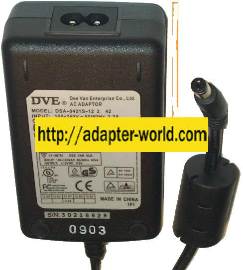DVE DSA-0421S-12 2 42 AC DC ADAPTER 11-13V 3.8A 42W POWER SUPPLY - Click Image to Close