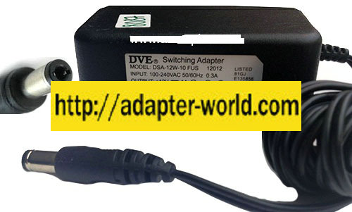 DVE DSA-12W-10 FUS 12012 AC ADAPTER 12VDC 1A NEW -( 1.5x5.5mm - Click Image to Close