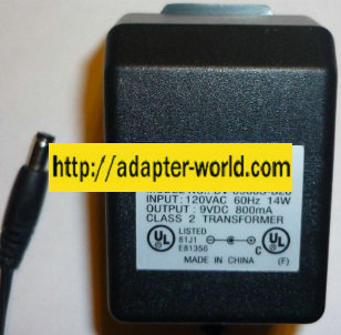DVE DV-0980S-B20 AC ADAPTER 9VDC 800mA NEW -( ) 2x5.5mm ROUND B