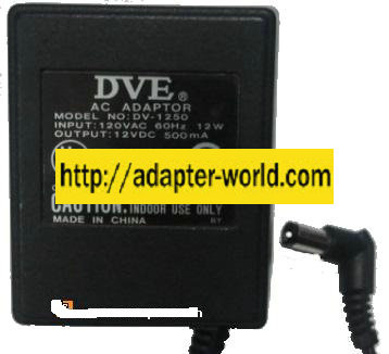 DVE DV-1250 AC ADAPTER 12V DC 500MA POWER SUPPLY