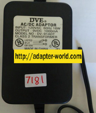 DVE DV-91ADT AC ADAPTER 9VDC 1000mA NEW INJECTION KEY POWER SUP