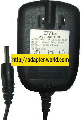 DVE DVR-0920AC-3508 AC ADAPTER 9VAC 200mA POWER SUPPLY Pin 5.5mm - Click Image to Close