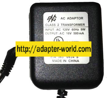 ENG 41A-16-500 AC ADAPTER 16V AC 500mA New 2 x 5.5 x 11.8 mm St - Click Image to Close