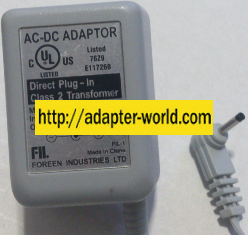 FIL 28-D03-200 AC ADAPTER 3VDC 200mA NEW -( )- 0.5x2.4x7mm - Click Image to Close
