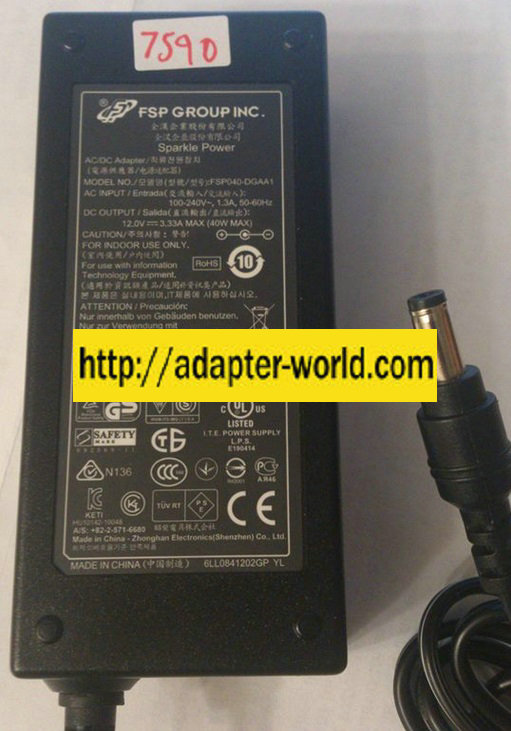 FSP FSP040-DGAA1 AC ADAPTER 12VDC 3.33A 40W NEW -( )- - Click Image to Close
