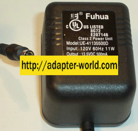 FUHUA UE-41135500D AC DC ADAPTER 13.5V 500mA 11W POWER SUPPLY - Click Image to Close