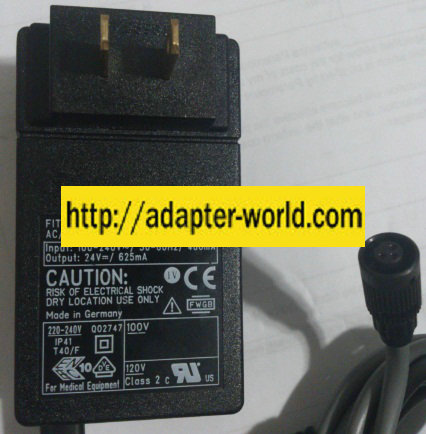 FW 7555M/24 AC ADAPTER 24VDC 625mA NEW 3 HOLE PIN POWER SUPPLY - Click Image to Close