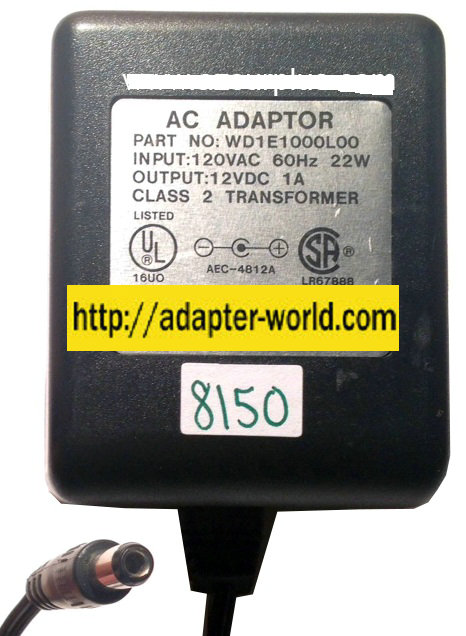 GLOBTEK AEC-4812A AC ADAPTER 12VDC 1A NEW -( ) 2.5x5.5mm STRA