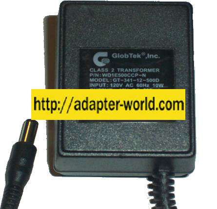 GLOBTEK INC GT-341-12-500D AC ADAPTER 12VDC 0.5A -( ) New 2x5.5 - Click Image to Close