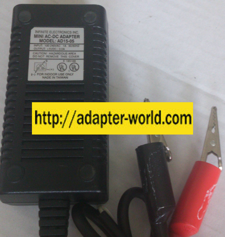 INFINITE AD15-05 AC ADAPTER 5VDC 3A NEW POWER SUPPLY 100-240V - Click Image to Close