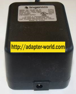 INGENICO DA-20-12L 57 AC ADAPTER 12Vdc 1.67A 20VA NEW -( )- MAL - Click Image to Close