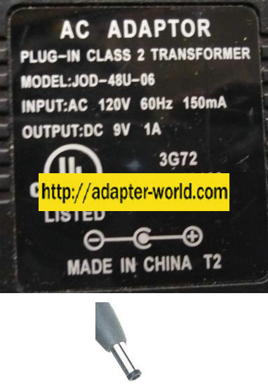 JODEN JOD-48U-06 AC ADAPTER 9VDC 1A NEW -( ) 2x5.5mm ROUND BARR - Click Image to Close