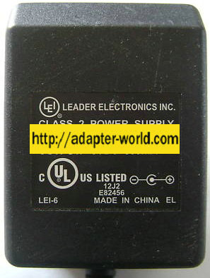 LEADER ELECTRONICS 410908RO3CT AC ADAPTER 9VDC 800mA -( )- 2x5.5 - Click Image to Close