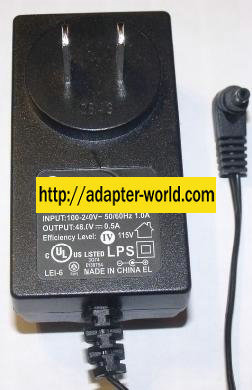 LEI MU24-1480050-A1 AC ADAPTER 48VDC 0.5A WALLMOUNT DIRECT PLUG - Click Image to Close