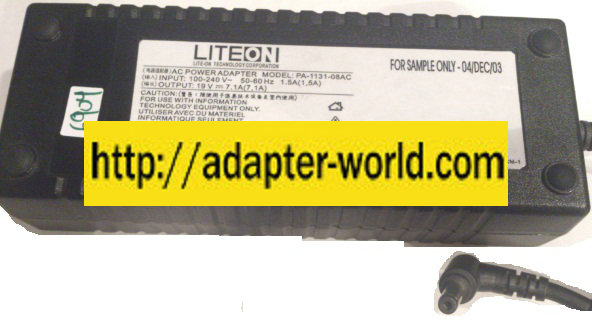 LITEON PA-1131-08AC AC ADAPTER 19VDC 7.1A -( )- 2.5x5.5mm - Click Image to Close
