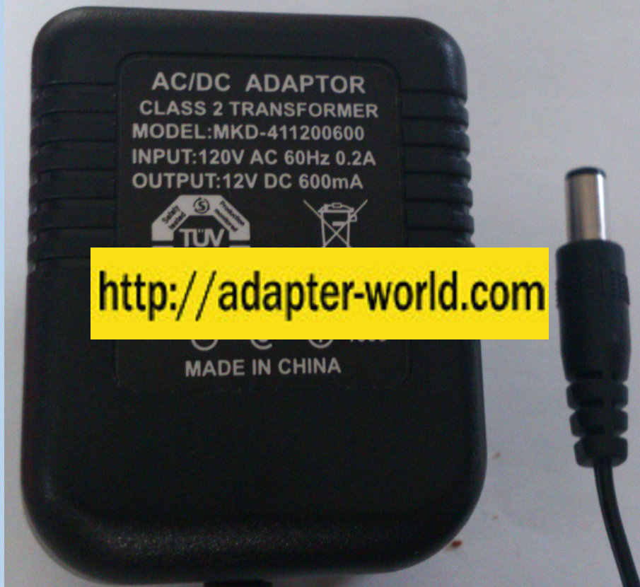 MERRY KING MKD-411200600 AC ADAPTER 12VDC 600mA NEW -( )- - Click Image to Close