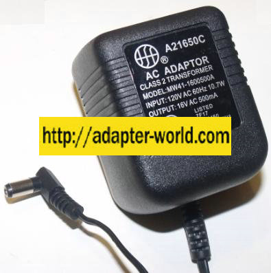 MW41-1600500A AC ADAPTER 16V AC 500mA NEW 2.4 x 5.4 x 10.1mm