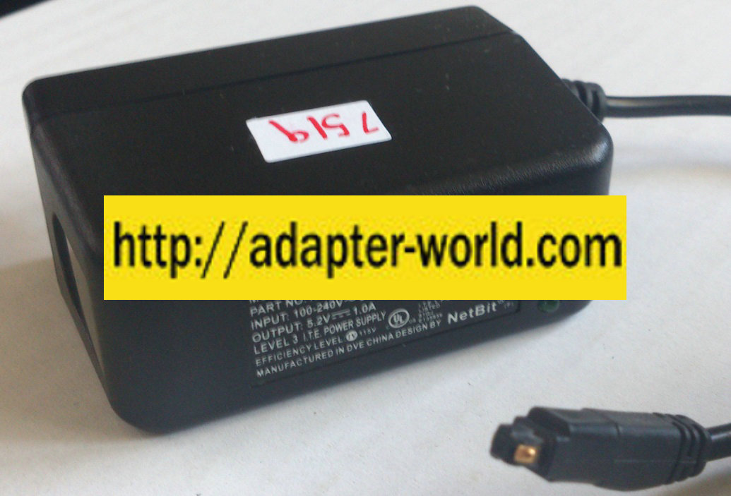 NETBIT DSC-51FL-52P US AC ADAPTER 5.2VDC 1A NEW POWER SUPPLY - Click Image to Close
