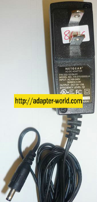 NETGEAR FA-0751000SUA AC ADAPTER 7.5VDC 1A NEW -( ) 1.3x4mm POW - Click Image to Close