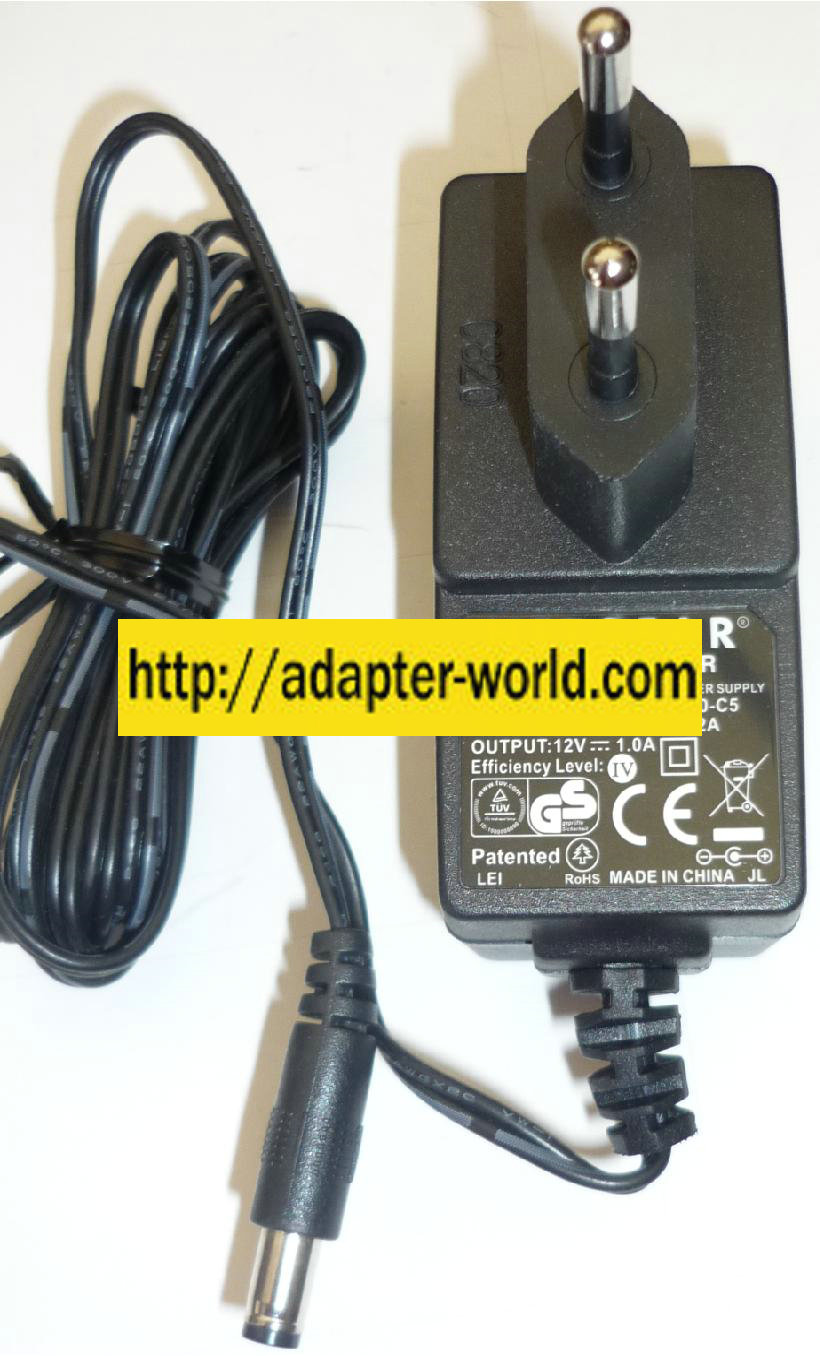 NETGEAR MV12-Y120100-CS AC ADAPTER 12V 1A NEW -( )2x5.5 EUROPE P