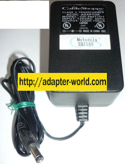 OH-48017DT AC ADAPTER 12V DC 750mA NEW -( ) 2.3x5.5mm CABLE SHO