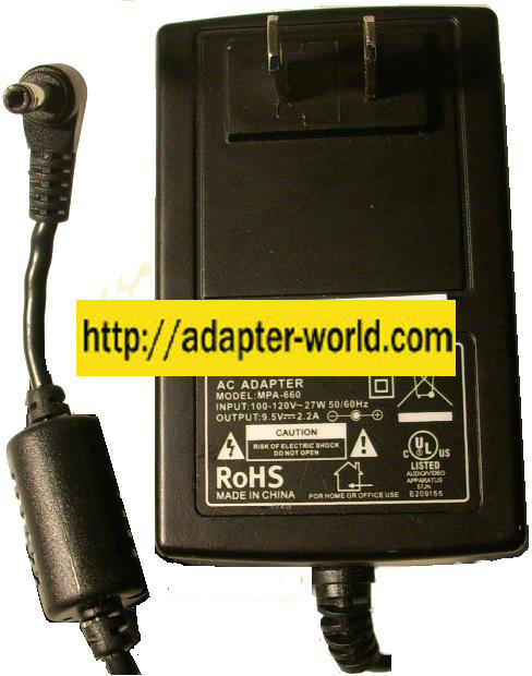 POLAROID MPA-660 AC ADAPTER 9.5VDC 2.2A 27W Switching POWER SUPP