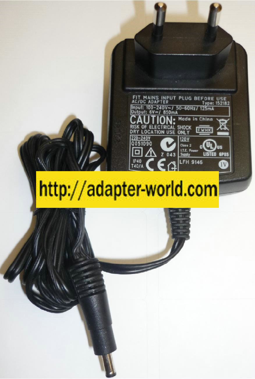 Philips LFH 9146 AC ADAPTER 6VDC 850mA NEW -( )1.6x4mm EUROPE P