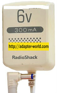 RADIOSHACK 273-1758 AC ADAPTER 6VDC 300mA NEW 2.5x5x12mm 90 °ROU - Click Image to Close