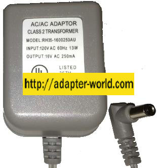 RH35-1600250AU AC ADAPTER 16V AC 250mA New 2.4 x 5.5 x 11 mm St - Click Image to Close