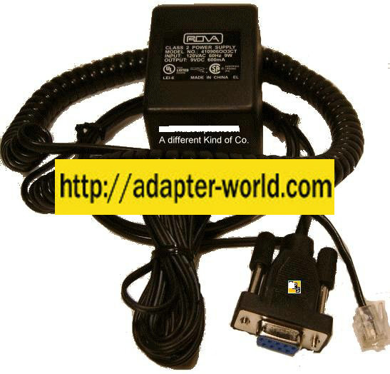 ROVA 410906003CT AC ADAPTER 9VDC 600mA RJ11 Phone Cable NEW