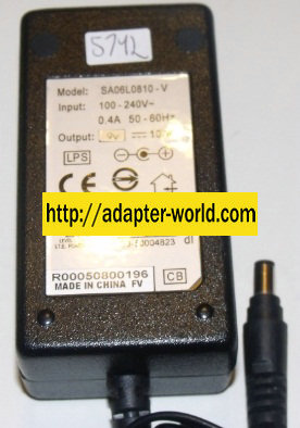 SA06L0810-V AC ADAPTER 9VDC 10W NEW 3 x 5.5 x 10mm Round Barrel