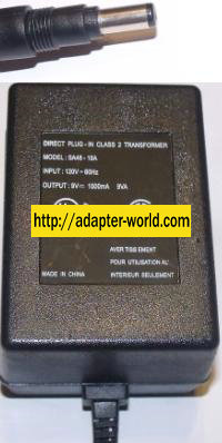 DIRECT PLUG-IN SA48-18A AC ADAPTER 9VDC 1000mA POWER SUPPLY - Click Image to Close