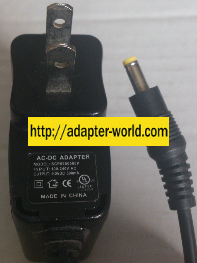 SCP0900500P AC ADAPTER 9VDC 500mA NEW -( )- 1.8x4x9.8mm