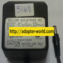 SELCOM DV-1283 AC ADAPTER 12V 830MA NEW 2x5.5mm POWER SUPPLY - Click Image to Close