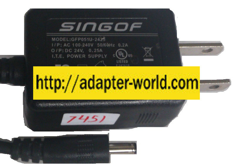 SINGOF GFP051U-2425 AC ADAPTER 24VDC 0.25A NEW -( )-