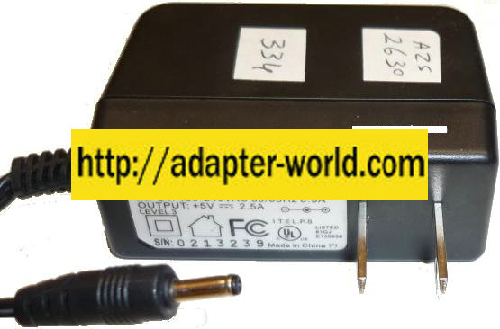 SIRIUS DVE DSA-15P-05 US 050125 AC ADAPTER 5VDC 2.5A -( ) 1x3mm