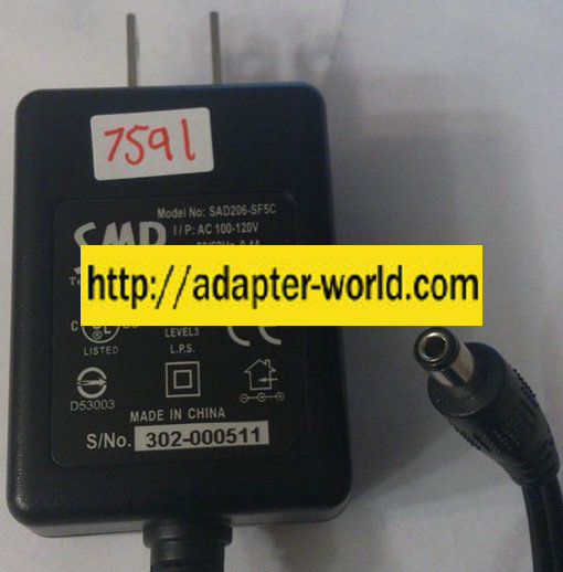 SMP SAD206-SF5C AC ADAPTER 6VDC 2.3A NEW -( )- 2.4x5.5x9.8mm - Click Image to Close