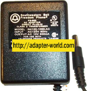 SOUTHWESTERN N4120-1080-AC AC DC ADAPTER 10V 800MA POWER SUPPLY - Click Image to Close