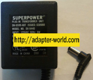 SUPERPOWER DV-9440 AC ADAPTER 9V 4VA POWER SUPPLY