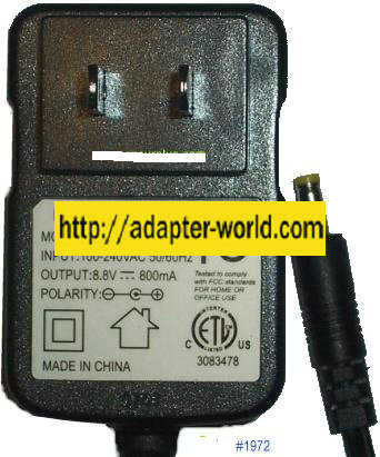 SW-088080A AC ADAPTER 8.8VDC 800mA POWER SUPPLY - Click Image to Close