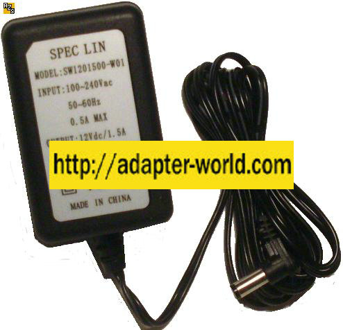 SPEC LIN SW1201500-W01 AC DC ADAPTER 12V 1.5A POWER SUPPLY