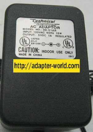 TECHINICAL DEVICES HD-51AR AC ADAPTER 5VDC 1A NEW