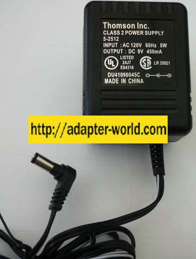 THOMSON 5-2512 AC ADAPTER 9VDC 450mA NEW -( ) 2x5mm POWER SUPPL - Click Image to Close