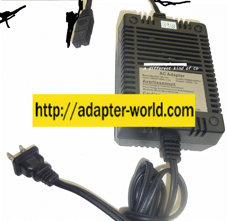 WINE CHILLER SP-130 AC ADAPTER 12VDC 5A NEW 2PIN FEMALE CLASS 2