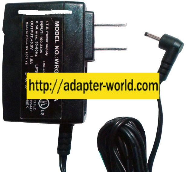 WRG10F-055A AC ADAPTER 5.5VDC 1.5A NEW -( ) 0.5x2.3mm 90 ° DEGR - Click Image to Close