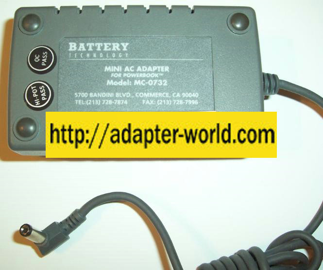 BATTERY MC-0732 AC ADAPTER 7.5V dc 3.2A -( ) 2x5.5mm 90 ° 100-240 - Click Image to Close