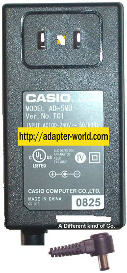 CASIO AD-5MU AC ADAPTER 9Vdc 850mA 1.4x5.5mm 90 (-) New 100-12 - Click Image to Close
